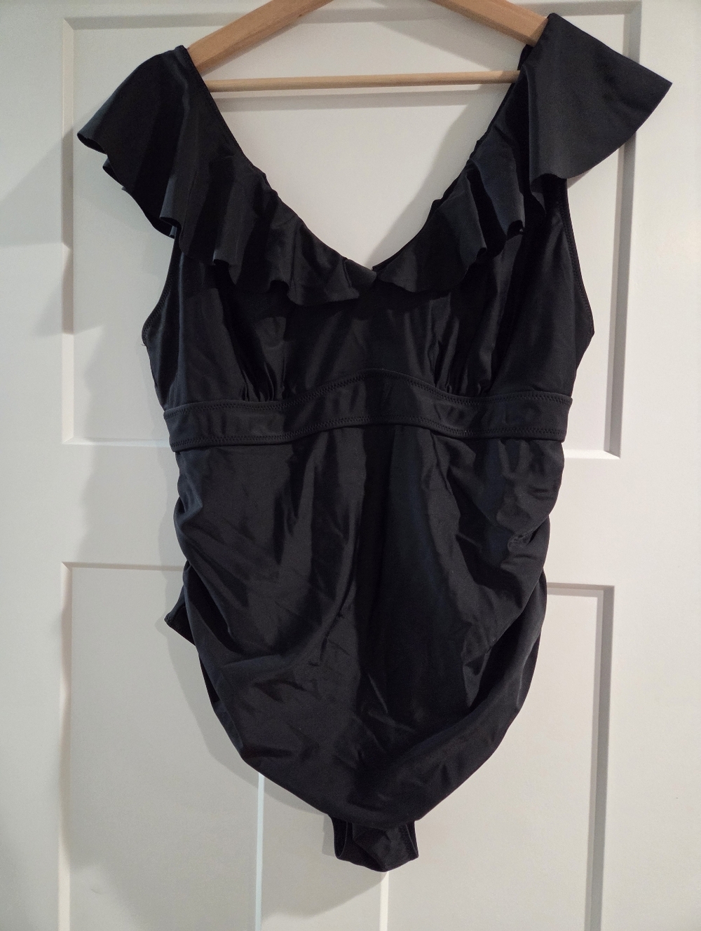 Black Ruffled One Piece Swim